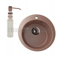 Мойка кухонная Ulgran U-405 307 терракотовая + дозатор U-01 терракот