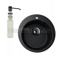 Мойка кухонная Ulgran U-405 308 черная + дозатор U-01 ультра-черный