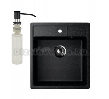 Мойка кухонная Ulgran U-406 308 черная + дозатор U-01 черный