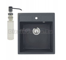 Мойка кухонная Ulgran U-406 343 антрацит + дозатор U-01 антрацит