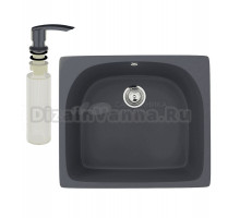 Мойка кухонная Ulgran U-408 343 антрацит + дозатор U-02 антрацит