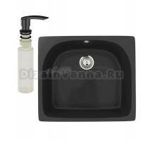 Мойка кухонная Ulgran U-408 344 ультра-черная + дозатор U-02 ультра-черный