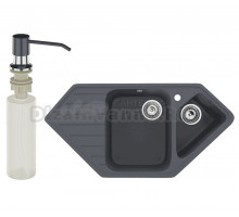 Мойка кухонная Ulgran U-409 343 антрацит + дозатор U-01 антрацит