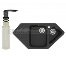 Мойка кухонная Ulgran U-409 344 ультра-черная + дозатор U-02 ультра-черный