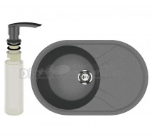 Мойка кухонная Ulgran U-503 343 антрацит + дозатор U-02 антрацит