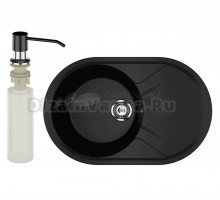 Мойка кухонная Ulgran U-503 344 ультра-черная + дозатор U-01 ультра-черный