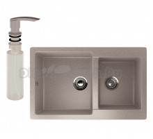 Мойка кухонная Ulgran U-505 302 песочная + дозатор U-02 песочный