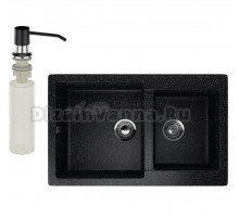 Мойка кухонная Ulgran U-505 308 черная + дозатор U-01 черный