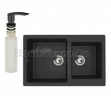 Мойка кухонная Ulgran U-505 344 ультра-черная + дозатор U-02 ультра-черный