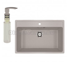 Мойка кухонная Ulgran U-600 302 песочная + дозатор U-02 песочный