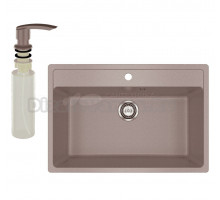 Мойка кухонная Ulgran U-600 307 терракот + дозатор U-02 терракот