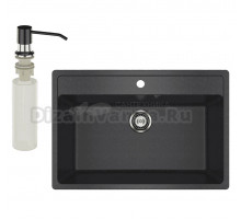 Мойка кухонная Ulgran U-600 308 черная + дозатор U-01 ультра-черный