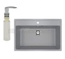 Мойка кухонная Ulgran U-600 342 графит + дозатор U-02 графит