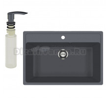 Мойка кухонная Ulgran U-600 343 антрацит + дозатор U-02 антрацит