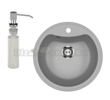 Мойка кухонная Ulgran U-601 342 графит + дозатор U-01 графит
