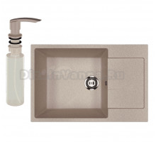 Мойка кухонная Ulgran U-602 302 песочная + дозатор U-02 песочный