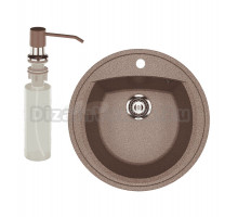 Мойка кухонная Ulgran U-603 307 терракот + дозатор U-01 терракот