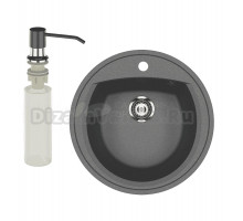Мойка кухонная Ulgran U-603 343 антрацит + дозатор U-01 антрацит