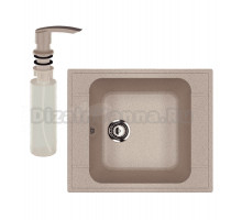 Мойка кухонная Ulgran U-604 302 песочная + дозатор U-02 песочный