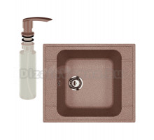 Мойка кухонная Ulgran U-604 307 терракот + дозатор U-02 терракот