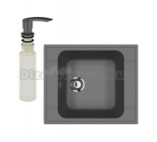 Мойка кухонная Ulgran U-604 343 антрацит + дозатор U-02 антрацит