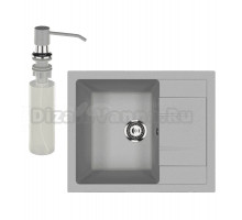 Мойка кухонная Ulgran U-607 342 графит + дозатор U-01 графит