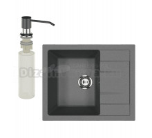 Мойка кухонная Ulgran U-607 343 антрацит + дозатор U-01 антрацит