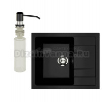 Мойка кухонная Ulgran U-607 344 ультра-черная + дозатор U-01 ультра-черный