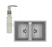 Мойка кухонная Ulgran U-608 342 графит + дозатор U-02 графит