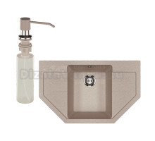 Мойка кухонная Ulgran U-609 302 песочная + дозатор U-01 песочный