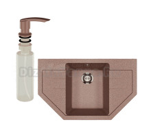 Мойка кухонная Ulgran U-609 307 терракот + дозатор U-02 терракот