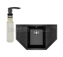 Мойка кухонная Ulgran U-609 308 черная + дозатор U-02 черный