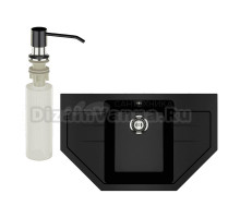 Мойка кухонная Ulgran U-609 344 ультра-черная + дозатор U-01 ультра-черный