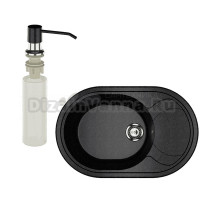 Мойка кухонная Ulgran U-610 308 черная + дозатор U-01 черный