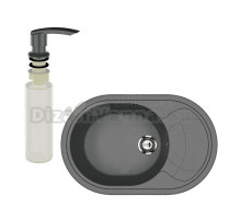 Мойка кухонная Ulgran U-610 343 антрацит + дозатор U-02 антрацит