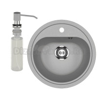 Мойка кухонная Ulgran U-700 342 графит + дозатор U-01 графит