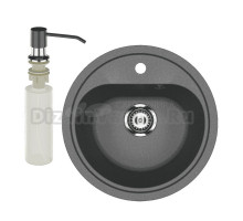 Мойка кухонная Ulgran U-700 343 антрацит + дозатор U-01 антрацит