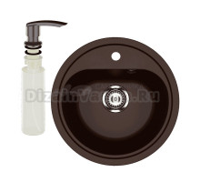 Мойка кухонная Ulgran U-700 345 шоколад + дозатор U-02 шоколад