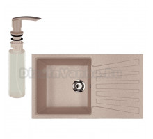 Мойка кухонная Ulgran U-703 302 песочная + дозатор U-02 песочный