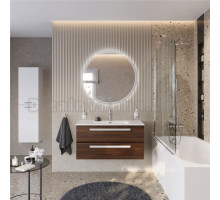 Мебель для ванной комнаты Cezares Eco Cer-N 100 орех шоколад софт, раковина Duet 100, ручки сатин