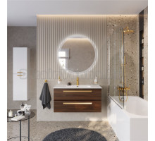 Мебель для ванной комнаты Cezares Eco Cer-N 100 орех шоколад софт, раковина Duet 100, ручки сатиновое золото