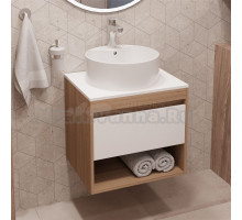 Тумба с раковиной Teymi Ritta 55 дуб эврика, матовая белая, раковина Lina S D40