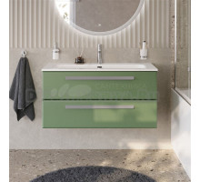 Тумба с раковиной Cezares Eco Cer-N 100 фисташковый софт, раковина Eco 100, ручки серые