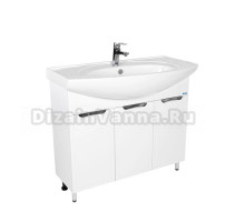 Тумба с раковиной VIANT Лима 100 напольная, с дверцами, глянцевая белая