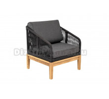 Садовое кресло 4SiS Канны основание дуб, роуп темно-серый, ткань темно-серая 027