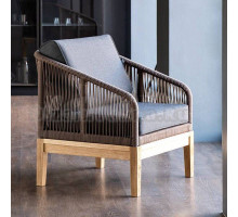 Садовое кресло 4SiS Канны основание дуб, роуп коричневый , ткань темно-серая 027