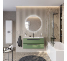 Мебель для ванной комнаты Cezares Eco Cer-N 100 фисташковый софт, раковина Duet 100, ручки матовые черные