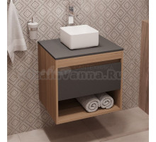 Тумба с раковиной Teymi Ritta 55 дуб эврика, матовый графит, раковина Helmi Mini 24