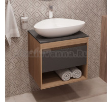 Тумба с раковиной Teymi Ritta 55 дуб эврика, матовый графит, раковина Ellie 60