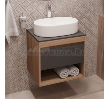 Тумба с раковиной Teymi Ritta 55 дуб эврика, матовый графит, раковина Iva 52